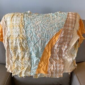 Oli & Hali Patchwork Short Sleeve Top - Orange, Blue, Cream